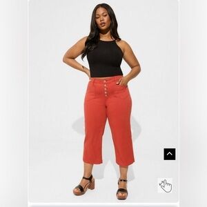 Torrid Crop Wide Leg Stretch Twill High Rise Patch Pocket Pant size 12